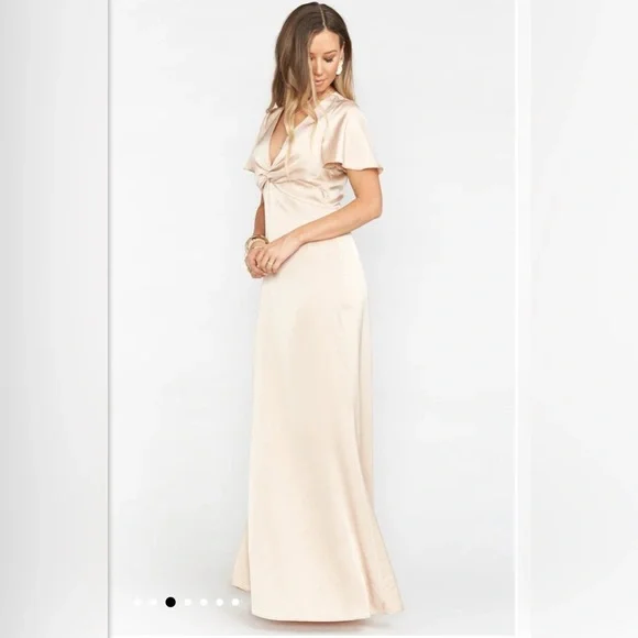 NWT SHOW ME YOUR MUMU - Rome Twist Gown color: champagne luxe satin - Picture 2 of 5